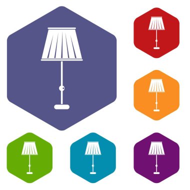 Altıgen zemin lamba Icons set