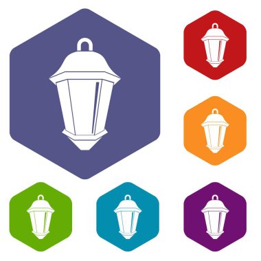 Altıgen sokak ışık Icons set