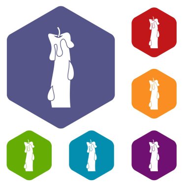 Altıgen balmumu mum Icons set