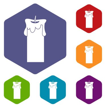 Altıgen büyük mum Icons set