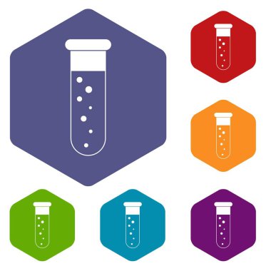 Altıgen kan testi Icons set