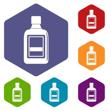 Altıgen plastik şişe Icons set