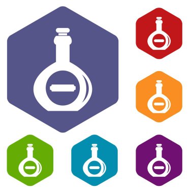 Karınlı şişe simgeler kümesi altıgen