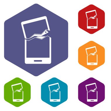 Kırık telefon simgeler kümesi altıgen