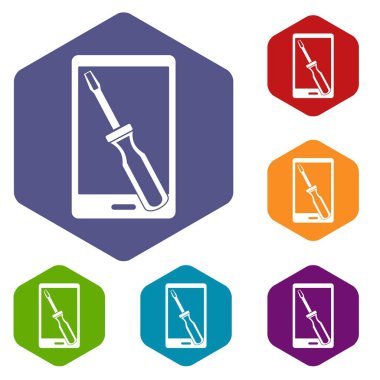 Altıgen set yenileme telefon simgeleri