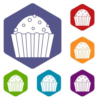 Altıgen kek Icons set