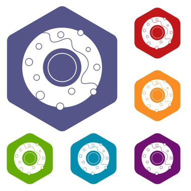 Altıgen lezzetli lokma tatlı Icons set