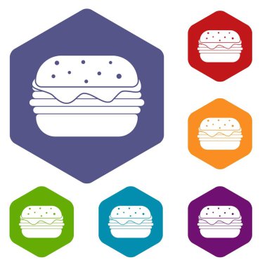 Altıgen hamburger Icons set