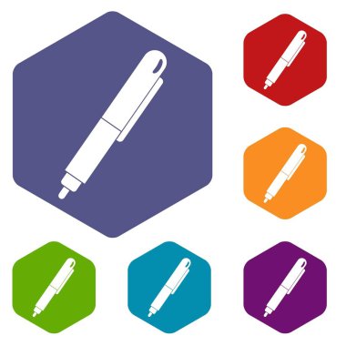 Altıgen Marker Kalem Icons set