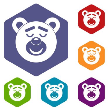 Oyuncak ayı simgeler uyku altıgen ayarla