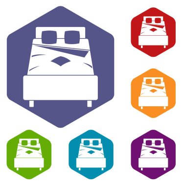 Altıgen yatak Icons set