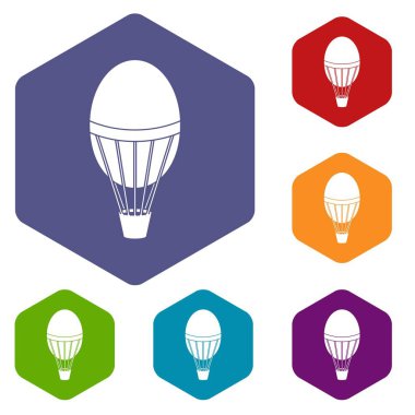 Sıcak hava balon Icons altıgen set