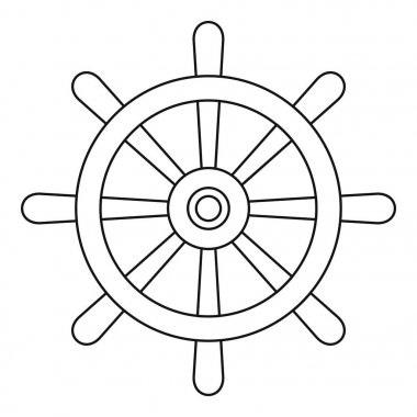 Ahşap gemi tekerlek simgesi anahat