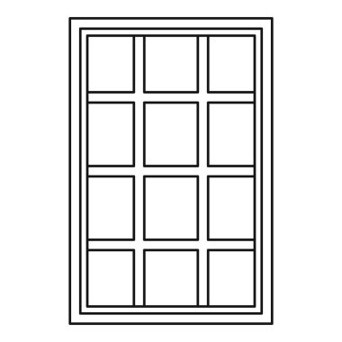 Beyaz dikdörtgen pencere simge anahat Kafesli