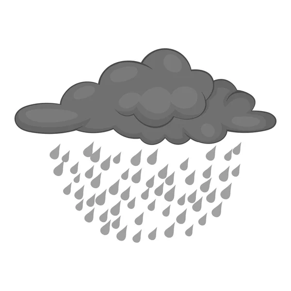 Nubes e icono de lluvia monocromo — Vector de stock