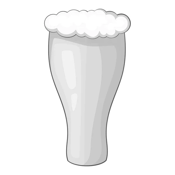 Sklenice pivní ikonu černobílá — Stockový vektor