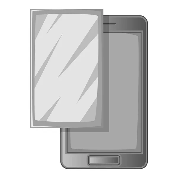 Smartphone med protector film ikonen svartvitt — Stock vektor