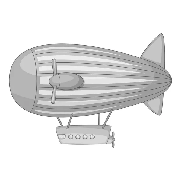 Grote luchtschip pictogram zwart-wit — Stockvector
