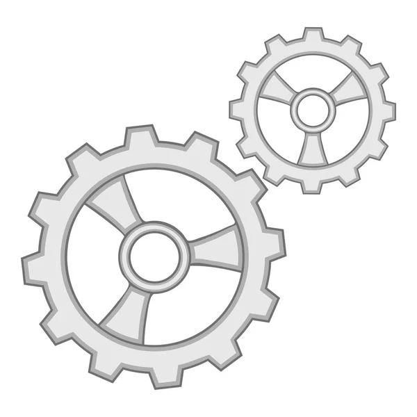 Versnellingen pictogram zwart-wit — Stockvector