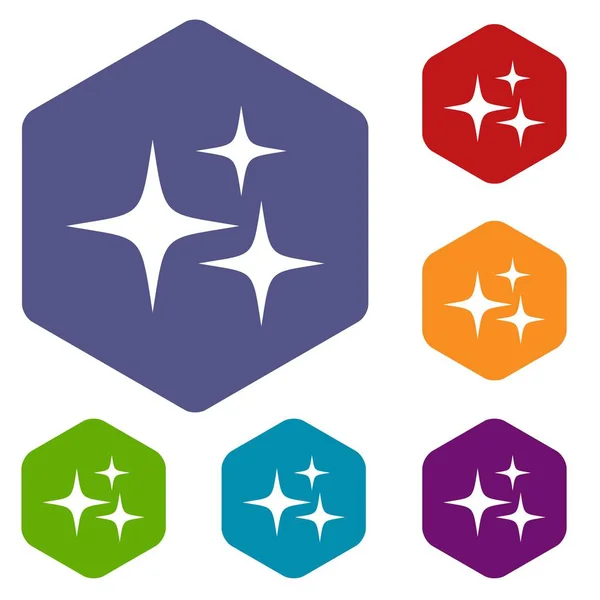 Stars icônes ensemble hexagone — Image vectorielle