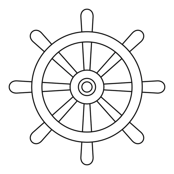 Icono de madera de la rueda del barco contorno — Vector de stock