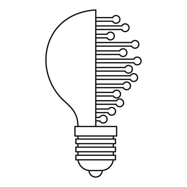 Lightbulb with microcircuit icon outline — Stock Vector