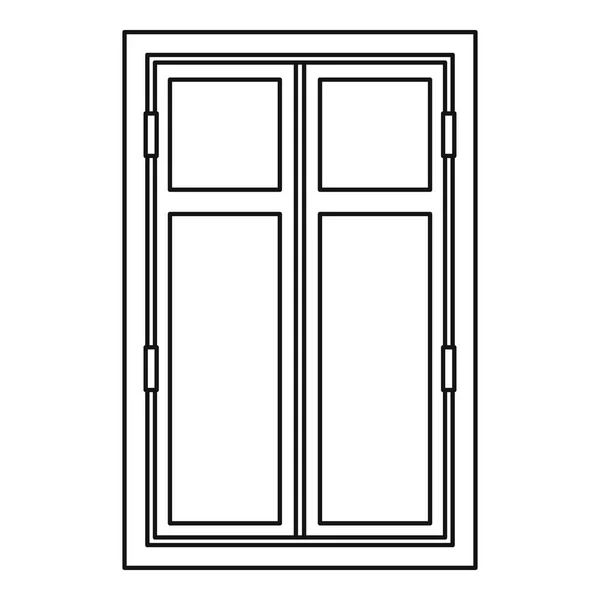 Esquema de icono de ventana de madera — Vector de stock