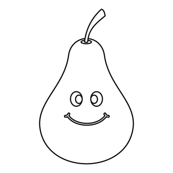 Smiling pear icon outline — Stock Vector