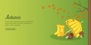 Sonbahar zaman afiş yatay adam, karikatür tarzı