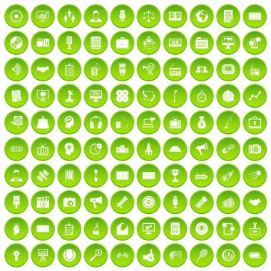 Yeşil Daire 100 Medya Icons set