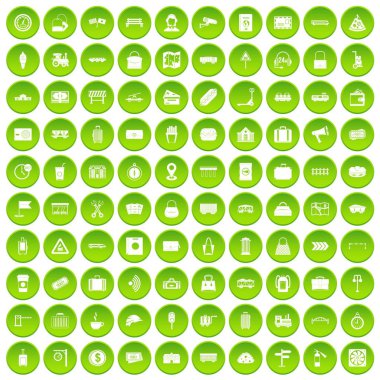 Yeşil Daire 100 demiryolu Icons set