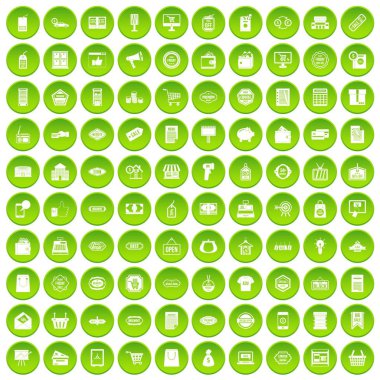 Yeşil Daire 100 satış Icons set