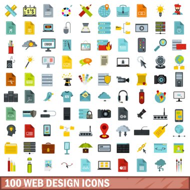 100 web tasarım simgeler kümesi, stil düz
