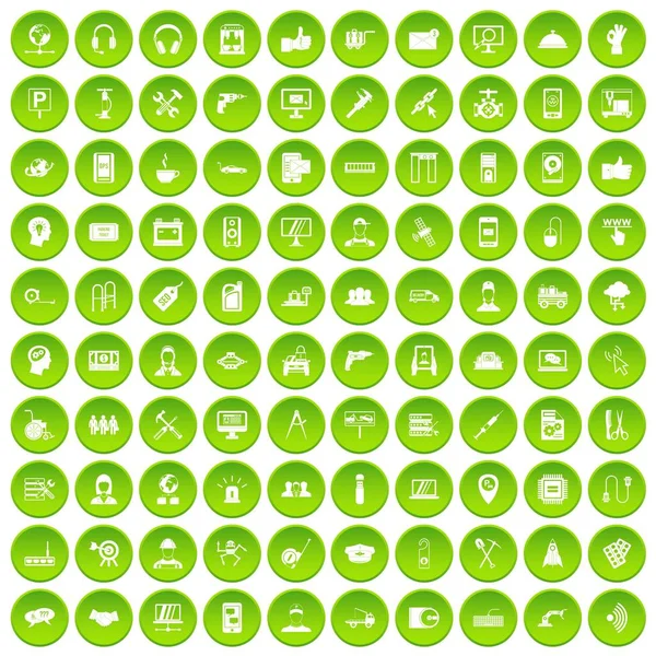 100 stöd ikoner anger grön cirkel — Stock vektor