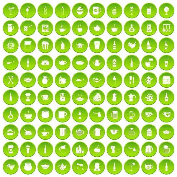 100 ícones dos EUA definir círculo verde —  Vetores de Stock