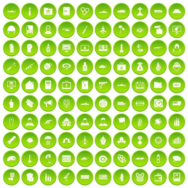 100 vogue icons set green circle — Stock Vector