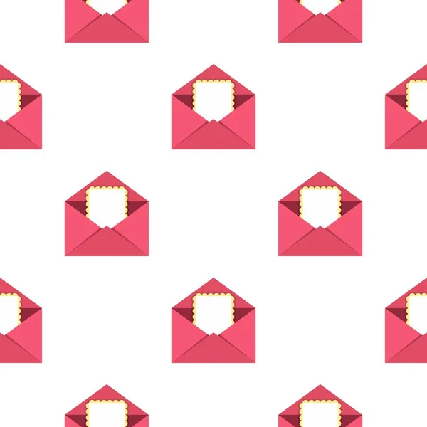 분홍색 봉투 패턴 원활한 인사말 카드 — 스톡 벡터