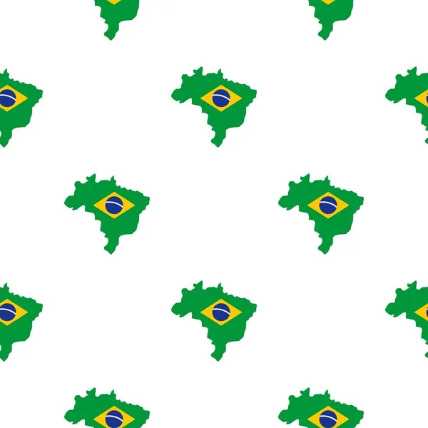 Bandeira do Brasil no mapa brasileiro, sem costura padrão — Vetor de Stock