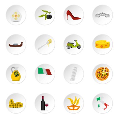 İtalya simgeler ayarla, stil düz
