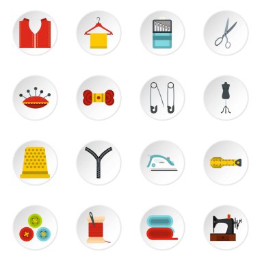 Dikiş düz Icons set