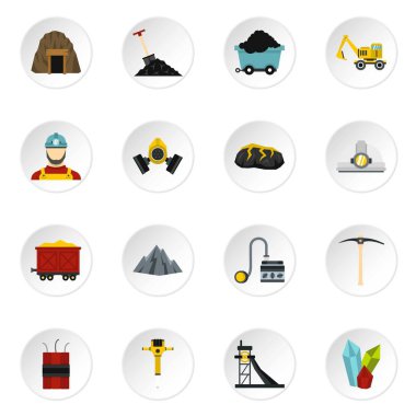 Madenci düz Icons set
