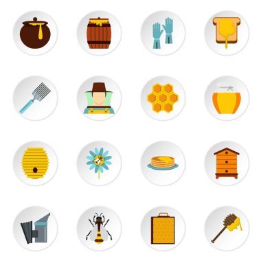 Arı kovanı araçlar düz Icons set