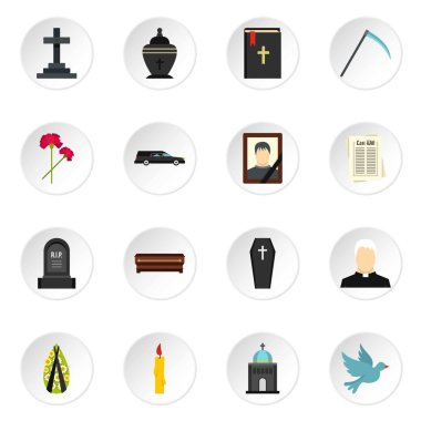 Cenaze düz Icons set