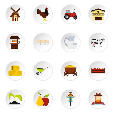 Çiftlik düz Icons set