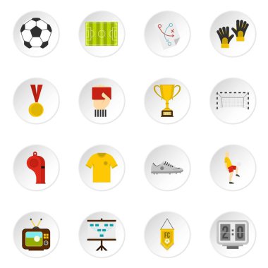 Düz stil futbol futbol Icons set