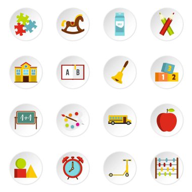 Anaokulu sembol simgeler düz stil ayarla