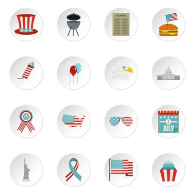 Bağımsızlık günü bayrağı simgeleri düz stil ayarla