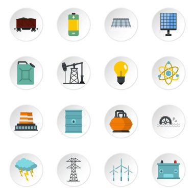 Enerji kaynakları öğeleri Icons set düz tarzı