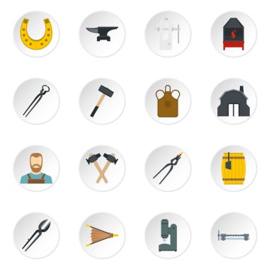 Düz stil demirci Icons set