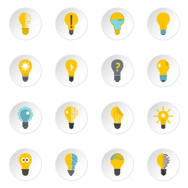 Düz stil lamba logo Icons set